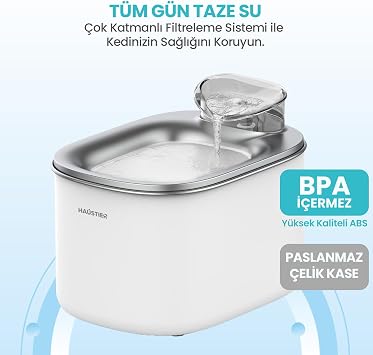 Haustier QWF Kameralı Akıllı Beslenme İstasyonu, QQ005 Kameralı Akıllı Kedi Mama Kabı & WF007L Kedi Su Sebili, İkisi Bir Arada Avantaj Set