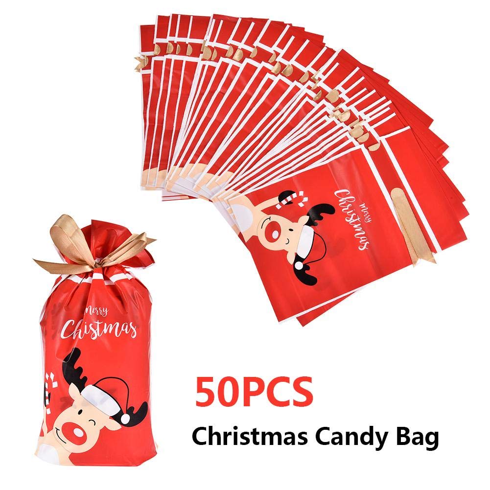 50PCS Christmas Drawstring Bags Sheer Drawstring Gift Bags Jewelry Candy Pouch Party Wedding Favor Gift Bags Wedding Party Favor Pouches For Jewelry, Cosmic Business, Christmas Party Favor Bags