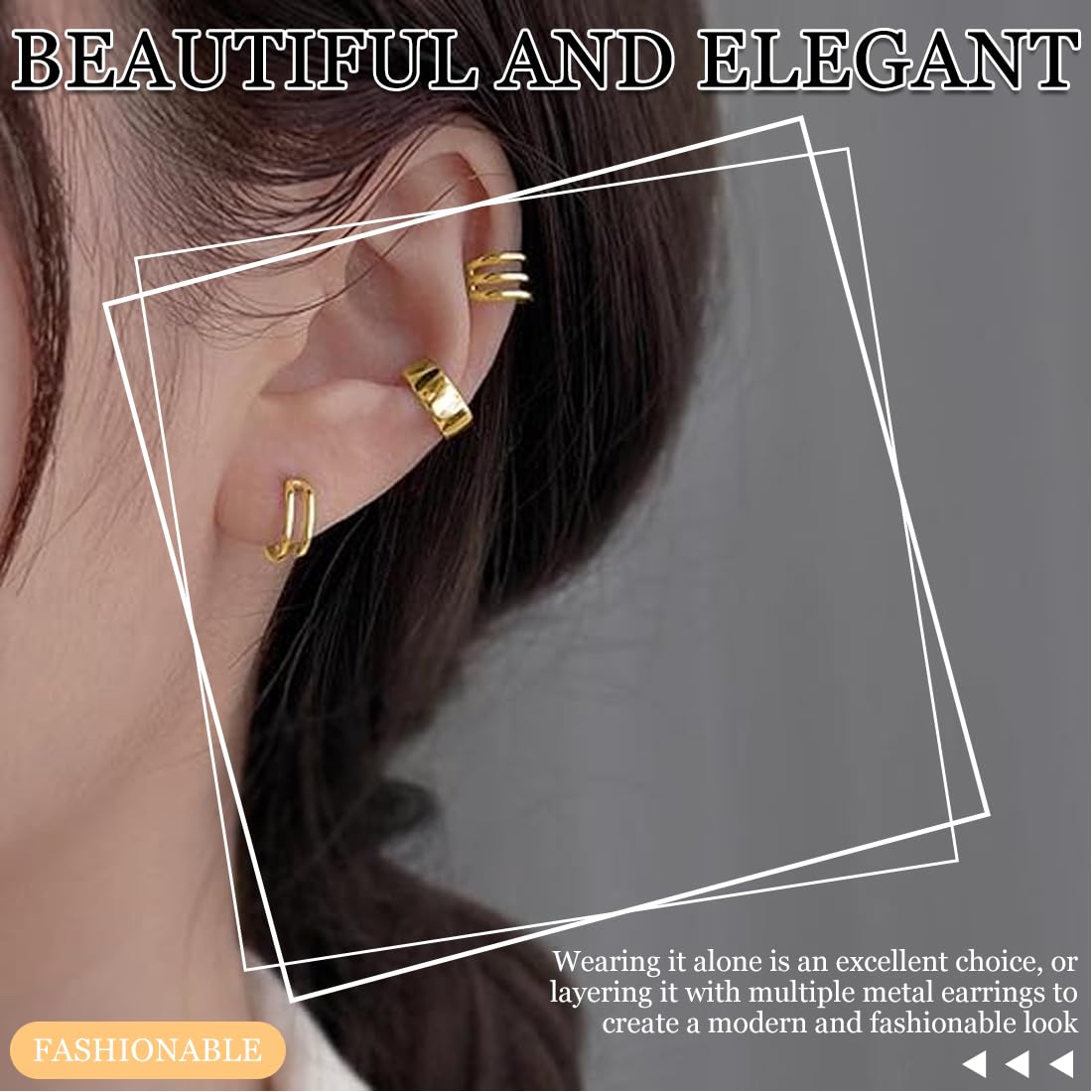 Ear Cuff Orecchini Donna, Orecchini Senza Buco Oro Cartilagine Non Penetranti, Regolabile Orecchini Senza Buco