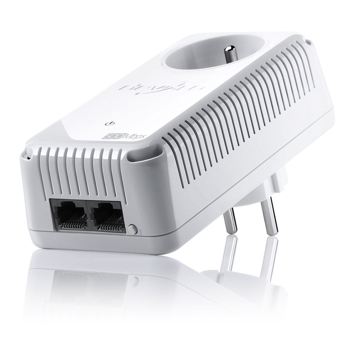 devolo 9123 - Pack de 1 adaptateur CPL (dLAN 500 duo+) : 2 ports Fast Ethernet / prise gigogne intégrée