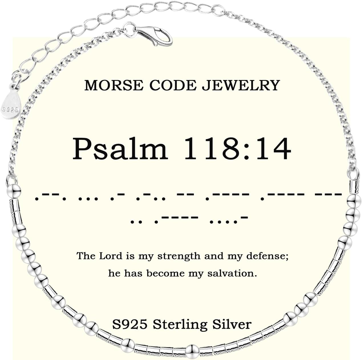 Morse Code Bracelets for Women - 925 Sterling Sliver Christian Bible Verse Morse Code Bracelets Scripture Braceles Adjustable Inspirational Faith Jewelry Religious Christian Gifts for Women Daughter