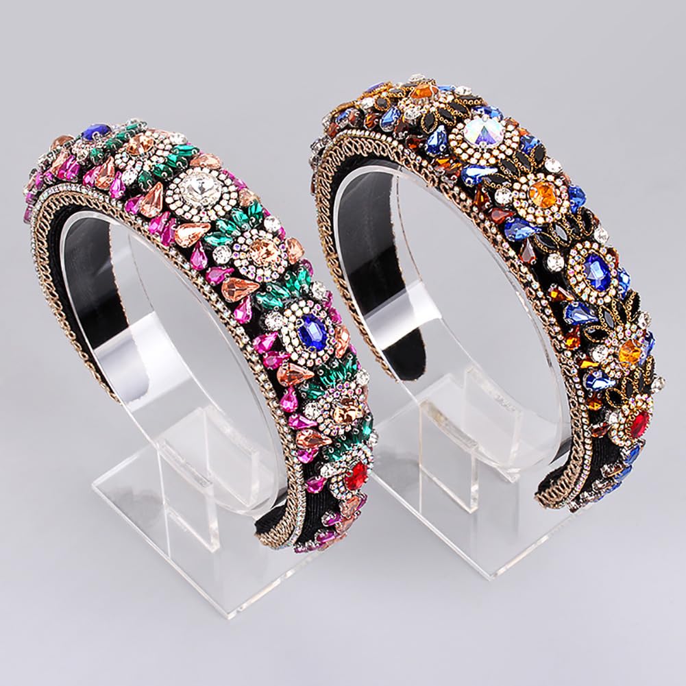 MaxxCloud Shiny Crystal Headband for Women-Baroque Rhinestone Hair Accessories Vintage Wide Headpiece Wedding Party Hair Hoop