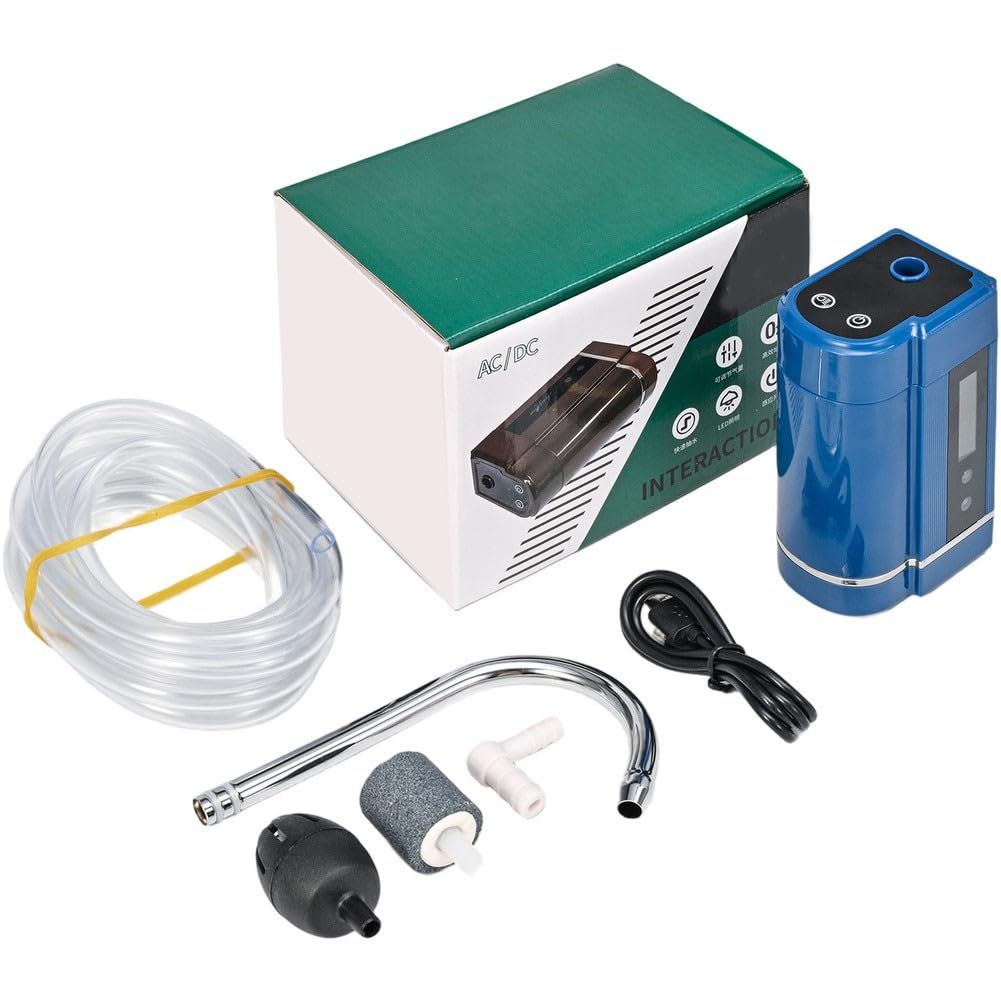 Aeratore ricaricabile da pesca 2200/4000 mAh, 3-5L/min AC/DC ossigenatore d'aria con luce LED per acquario, stagno, campeggio, doccia