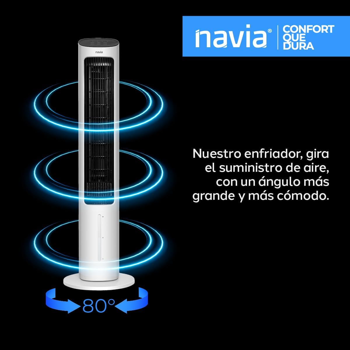 Navia EN4T Tower Air Cooler demonstrating 80-degree oscillation