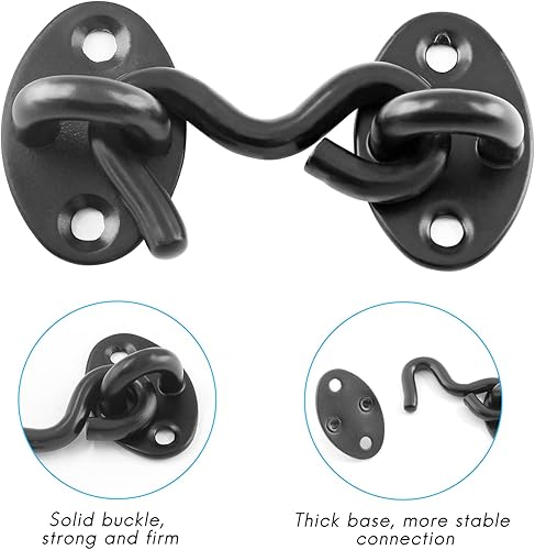 Miniatura 3 de BokWin 2 ganchos de privacidad de 2 pulgadas, cierre de puerta de granero de acero inoxidable grueso sólido con tornillos de montaje para ventana,