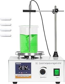 85-2 Digital Display Magnetic Stirrer with 4 Magnetic Stir Bars – Magnetic Stirrer Hot Plate, 0-2000 RPM Lab Stirring System with Temperature Probe, Stainless Steel Plate & Stand Support