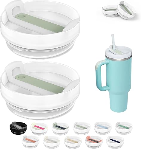 Tapa de vaso de 40 onzas compatible con Stanley Quencher, paquete de 2 fundas de vaso de acero inoxidable a prueba de derrames, resistentes a
