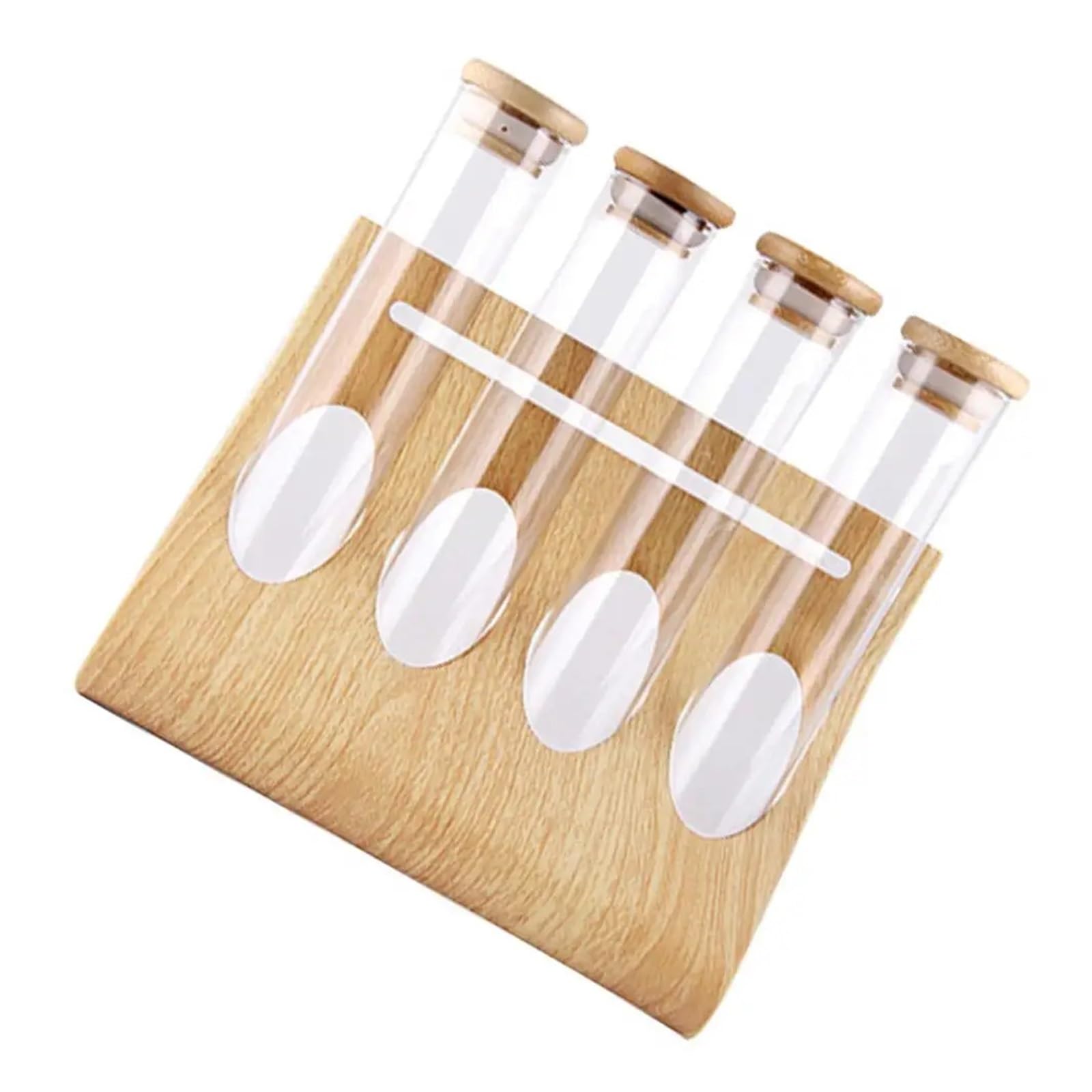 yingyingjia Kaffeebohnen-Präsentationsglas, 12 Reagenzgläser, Holzregal, versiegelte Aufbewahrung, klare Glasflasche, Gewürzaufbewahrung, multifunktionales Röhrchen