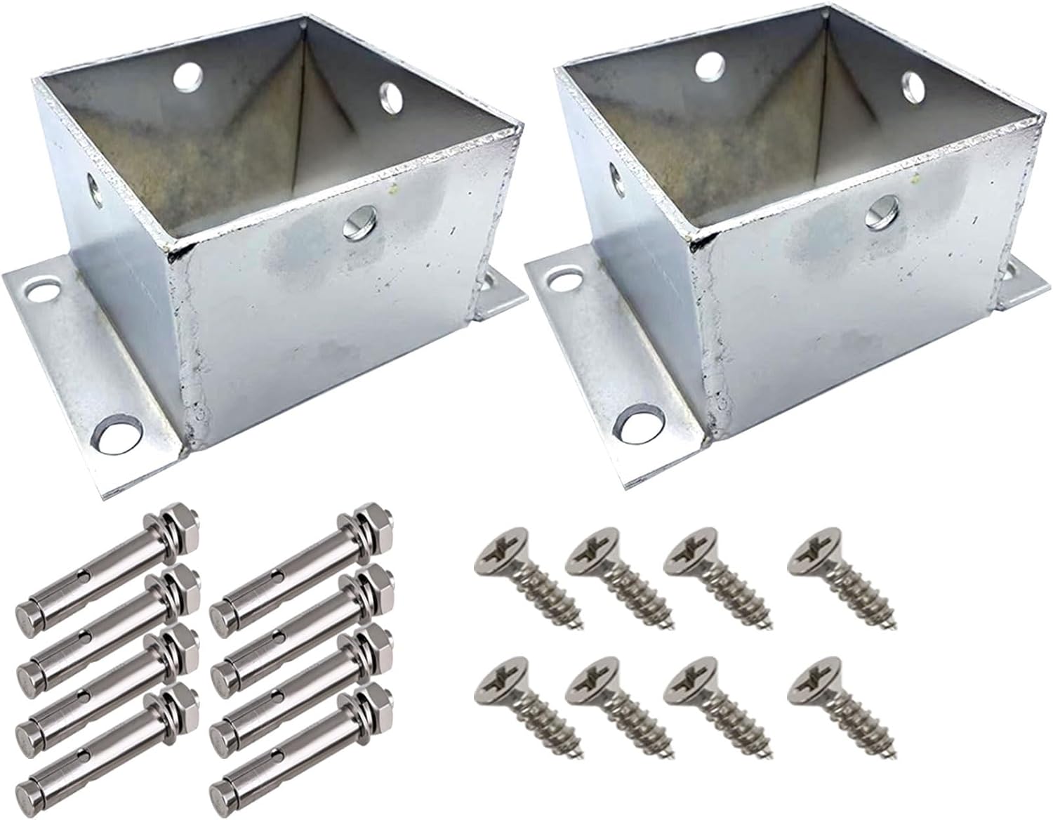 2 Pcs Heavy Duty Post Base Protectors for Wood Fence & Deck Support Brackets, Outdoor Pavilion Railing, Mailbox & Fence Post (120x80mm/4.7x3.2in)