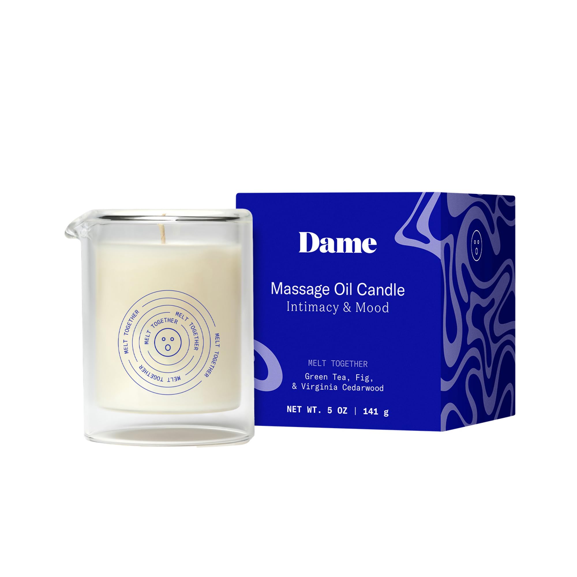 Dame Products Massage Oil Candle - Plant-Based with Kava Kava - Moisturizing and Relaxing - Melt Together Scent