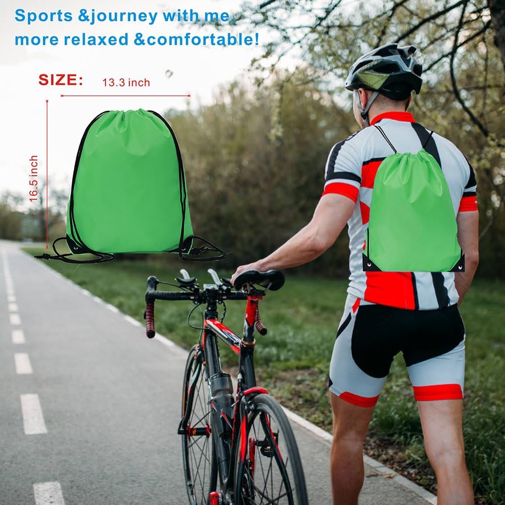 Drawstring Backpack Bulk 40Pcs Draw String Backpack Bags DIY Gym Sports Traveling Yoga Cinch Bag Sackpack Drawstring (green) - Image 5