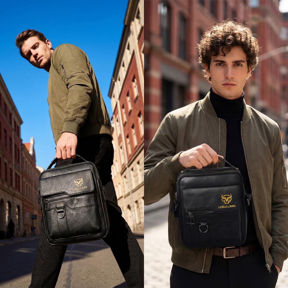 Shoulder Bag for Men Crossbody Bags Leather Sling Bag Messenger Bags with Multiple Pockets Business Outdoor - Image 2