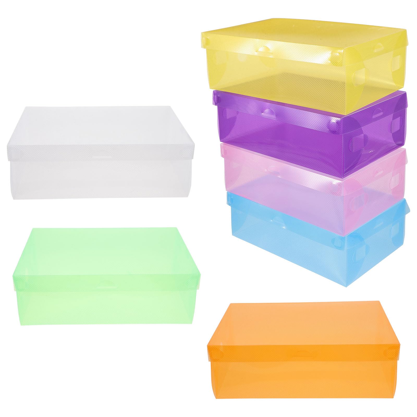 Set 7 Scatole Portascarpe Impilabili Coperchio Trasparente in Plastico Colorato, Organizer Scarpe Robusto e Facile da Usare per Camera da Letto Colore Casuale