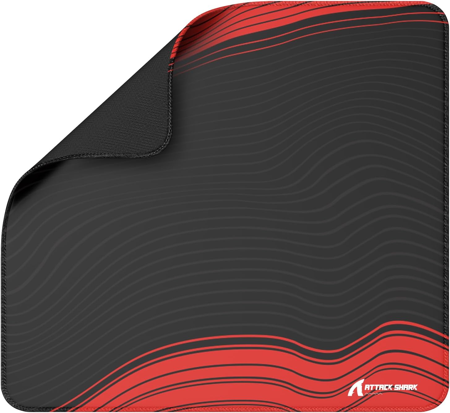 ATTACK SHARK CM02 Gaming Mouse Pad Esports Speed Large Mouse mats for Desk Waterproof Surface Stitched Edges and Anti-Slip Rubber Base Size XL Laminate 17.72” x 15.75” x 0.16” Black/Red