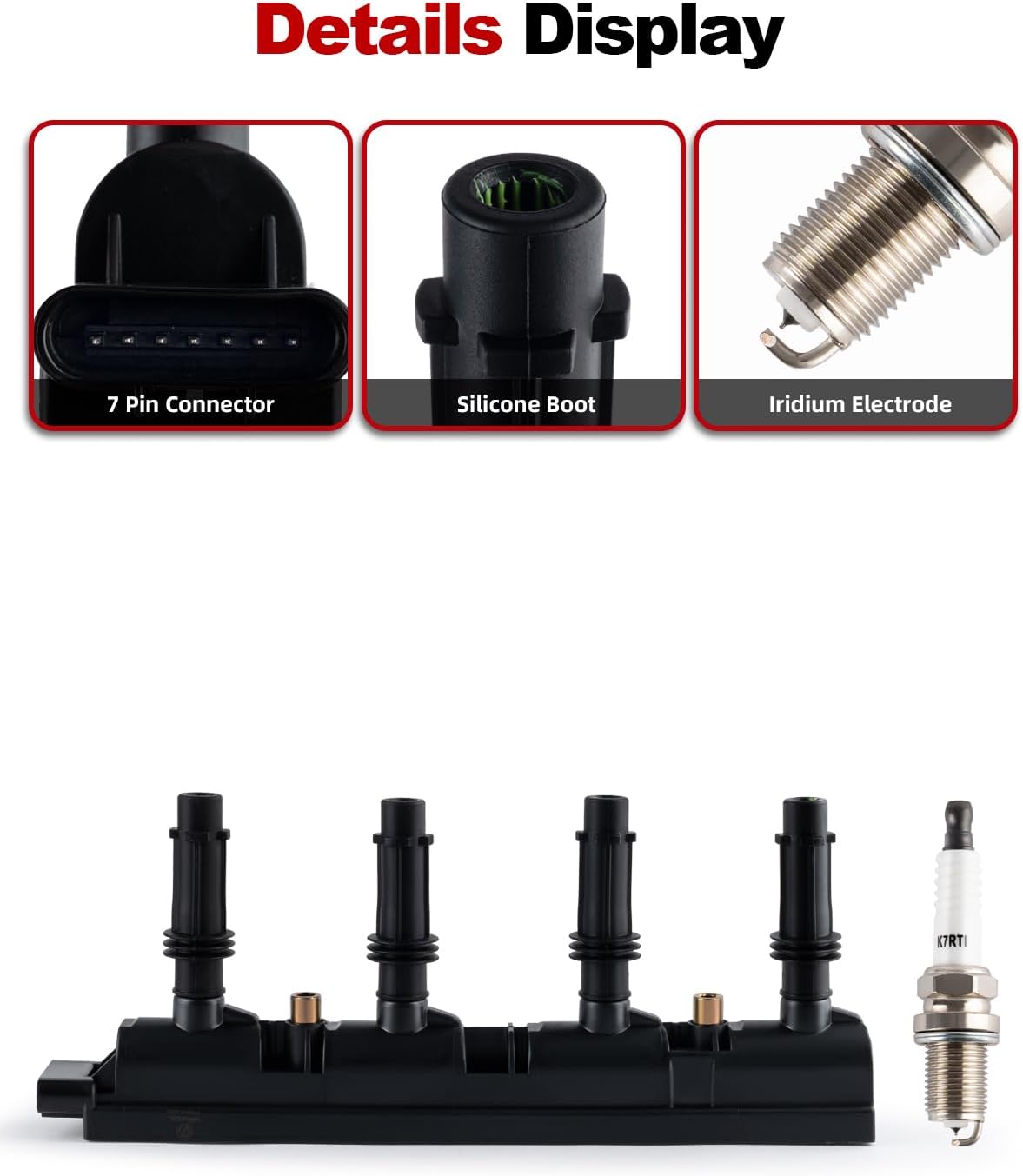 UF669 Ignition Coil Pack and 4 Iridium Spark Plug Compatible with Chevy Cruze 2011-2016 Sonic Trax 15-21 Volt 11-15, Buick 2013-2021 Encore, 14-16 for Cadillac EL 1.4L L4 UF669 XP3922 55577898