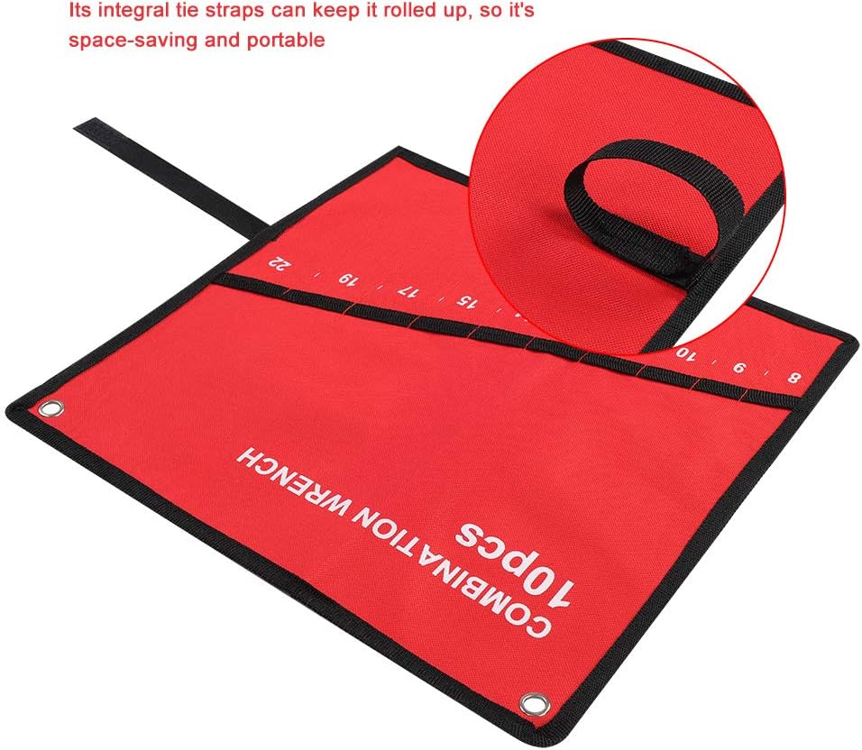 Multi-Pocket Tool Roll Wrench Pouch Storage Bag Spanner Plier Holder (10 Pockets)