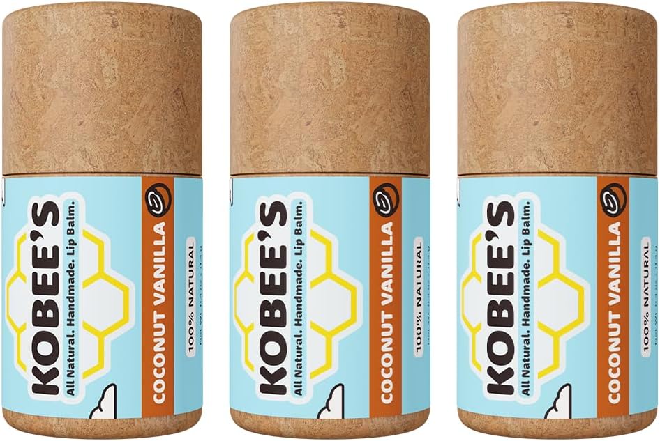 3 pack - Kobeesco Lip Balm, Lip Moisturizer, Lip Cure, Lip Balm, Nourishing Lip Treatment (CoconutVanilla)