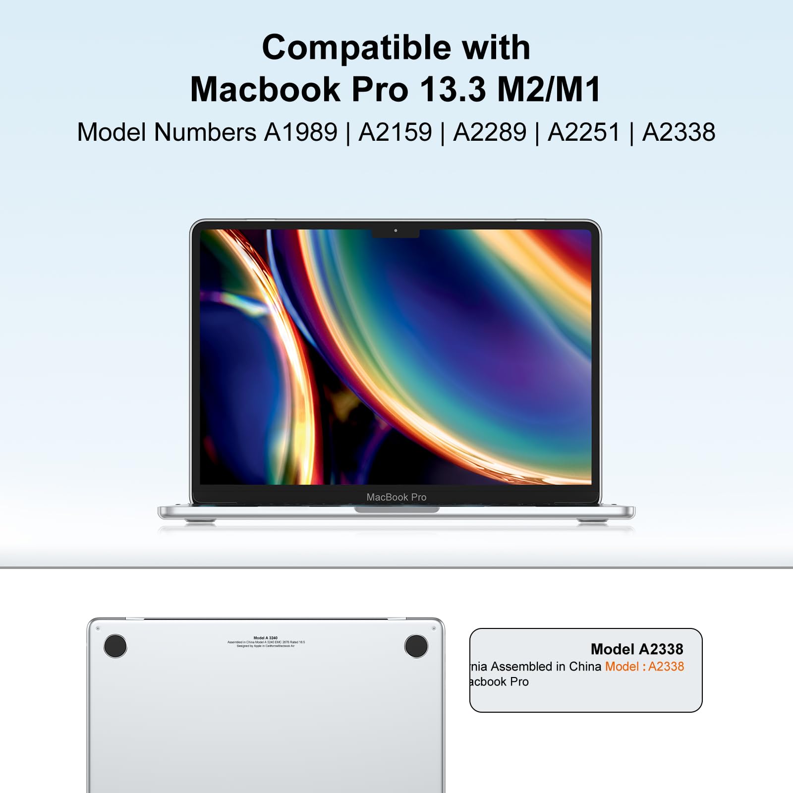 NPUOLS Custodia Protettiva per MacBook Pro 13 Pollici Cover M2 M1 2023 2022 2021 2020 Modello A2338 A2289 A2251, 13" Cristallo Anti-ingiallimento Rigide Custodia e Ultra Sottile TPU UE Tastiera Cover