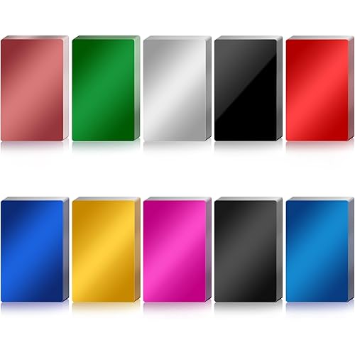 50 Pcs Metal Business Card Blanks Laser Engraving Premium Aluminum Sheet Multipurpose DIY Gift Metal Cards Black 86 X 54 X 0.21 MM (10 Colors)