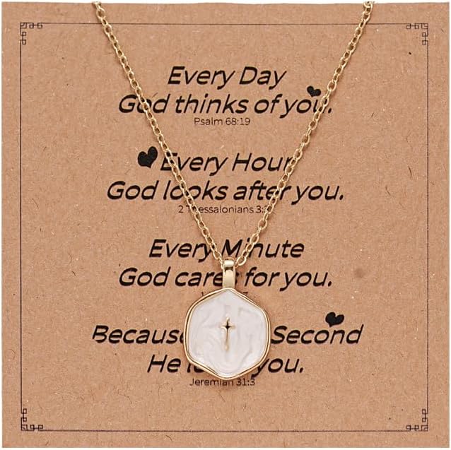 14K Gold Cross Necklace for Women Dainty Adjustable Faith Pendant Baptism First Communion Christian Gifts for Sister Mom Non Tarnish Religious Jewelry - Image 5