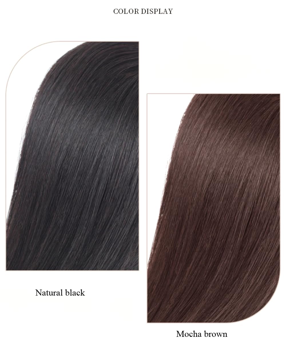 3.1x3.9inch 9.8inch Hand Made Swiss Net Invisible Straight Topper Clip in Hairpiece Human Hair Wiglet for Women Thin Hair (Natural black,Middle part)