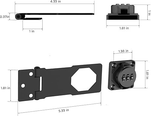 Miniatura 2 de Cerradura de combinación de 3 dígitos, negro, sin llave, aleación de zinc, pestillo de puerta de gabinete, fácil instalación de bricolaje, amplia