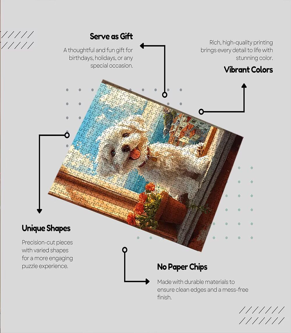 Puzzle dla dorosłych 4000, biały szczeniak, 4000 elementów, dla dorosłych, wymagające gry logiczne, klasyczne puzzle, niemożliwe do złożenia ręcznie robione dekoracyjne, zabawne zajęcia rodzinne