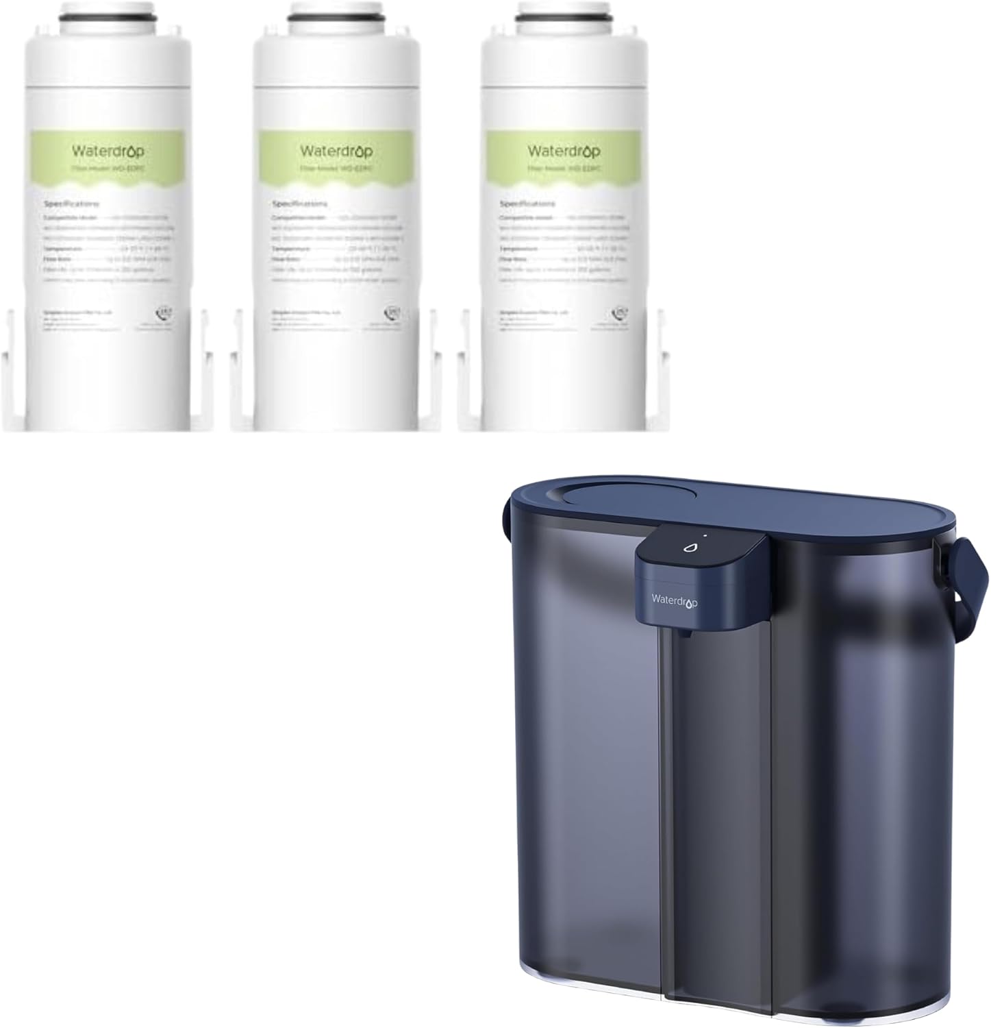 Waterdrop Compact Electric Water Filter Pitcher & Waterdrop WD-EDFC Replacement Filters for Waterdrop Electric Pitcher 𝐖𝐃-𝐄𝐃𝟎𝟏/𝐄𝐃𝟎𝟐/𝐄𝐃𝟎𝟒/𝐄𝐃𝟎𝟏𝐀/𝐄𝐃𝐂𝟎𝟏