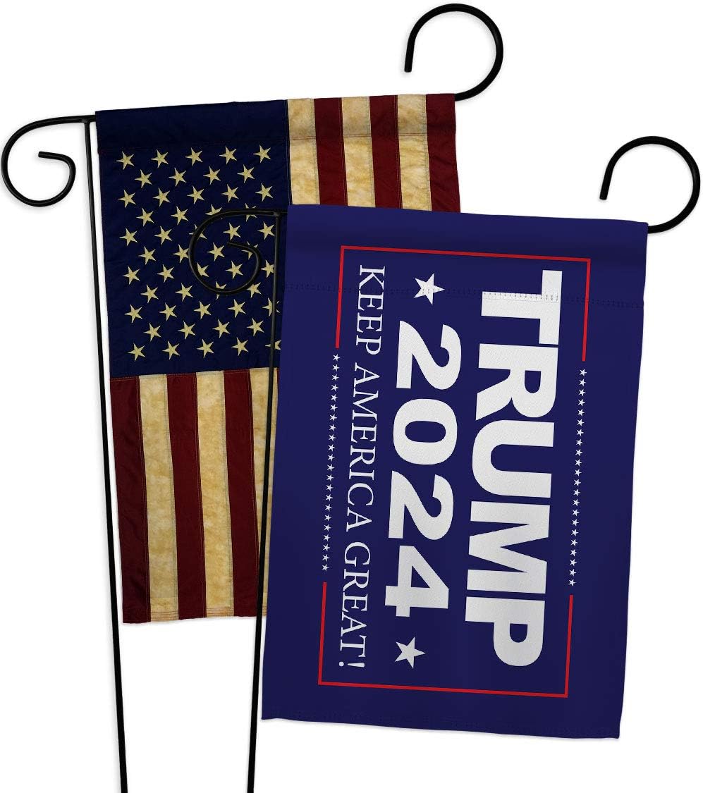 Trump 2024 Garden Flags Pack Americana Political President Democrat Republican Tea Party United State American Election USA Applique Small Gift Yard House Banner Made In 13 X 18.5
