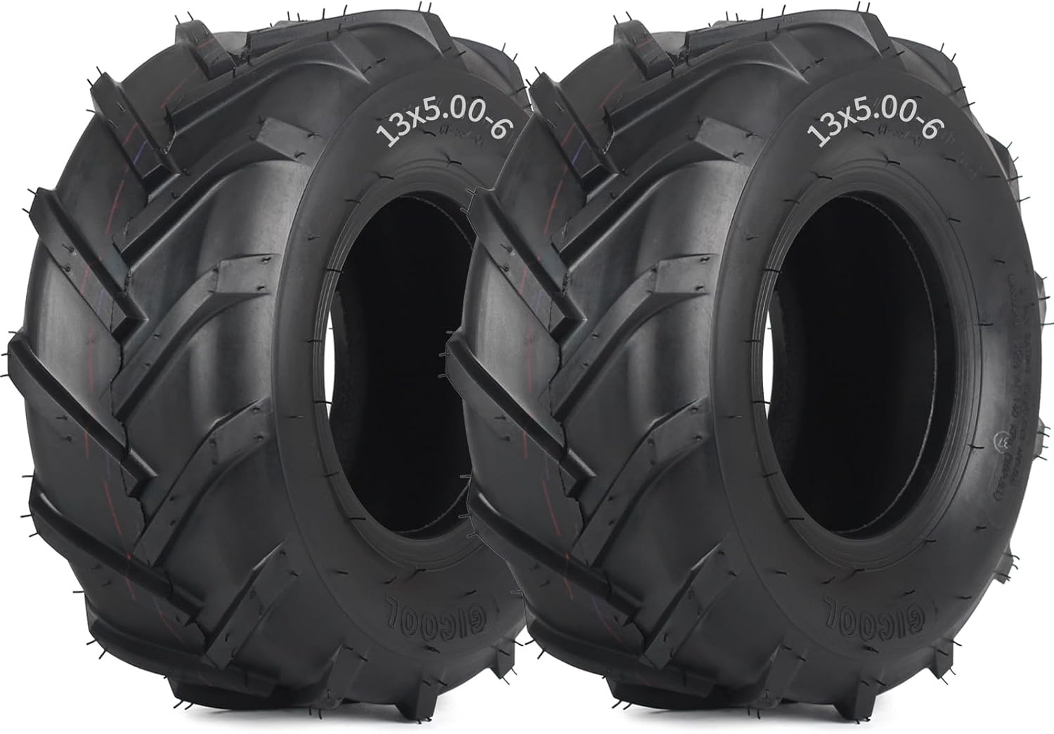 GICOOL (2 Pack) 13x5.00-6 Tubeless Tiller Tractor Tire, 13x5-6 for Agriculture Farm Tractor Lawnmower Tire, 2 Ply, Super Lug Pattern