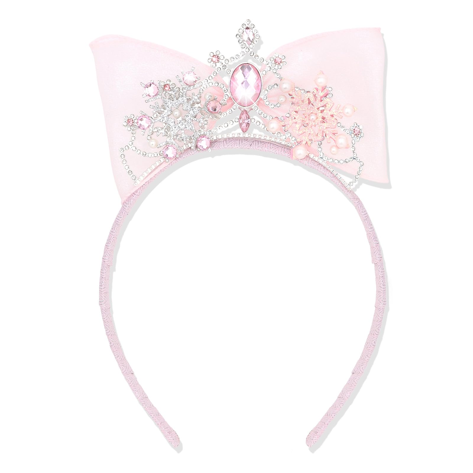 GAFATORY Blue Princess Tiaras Headbands Tiara Crown Headband with Bow Tulle Bow Rhinestone Hair Band Headbands Thin Headband