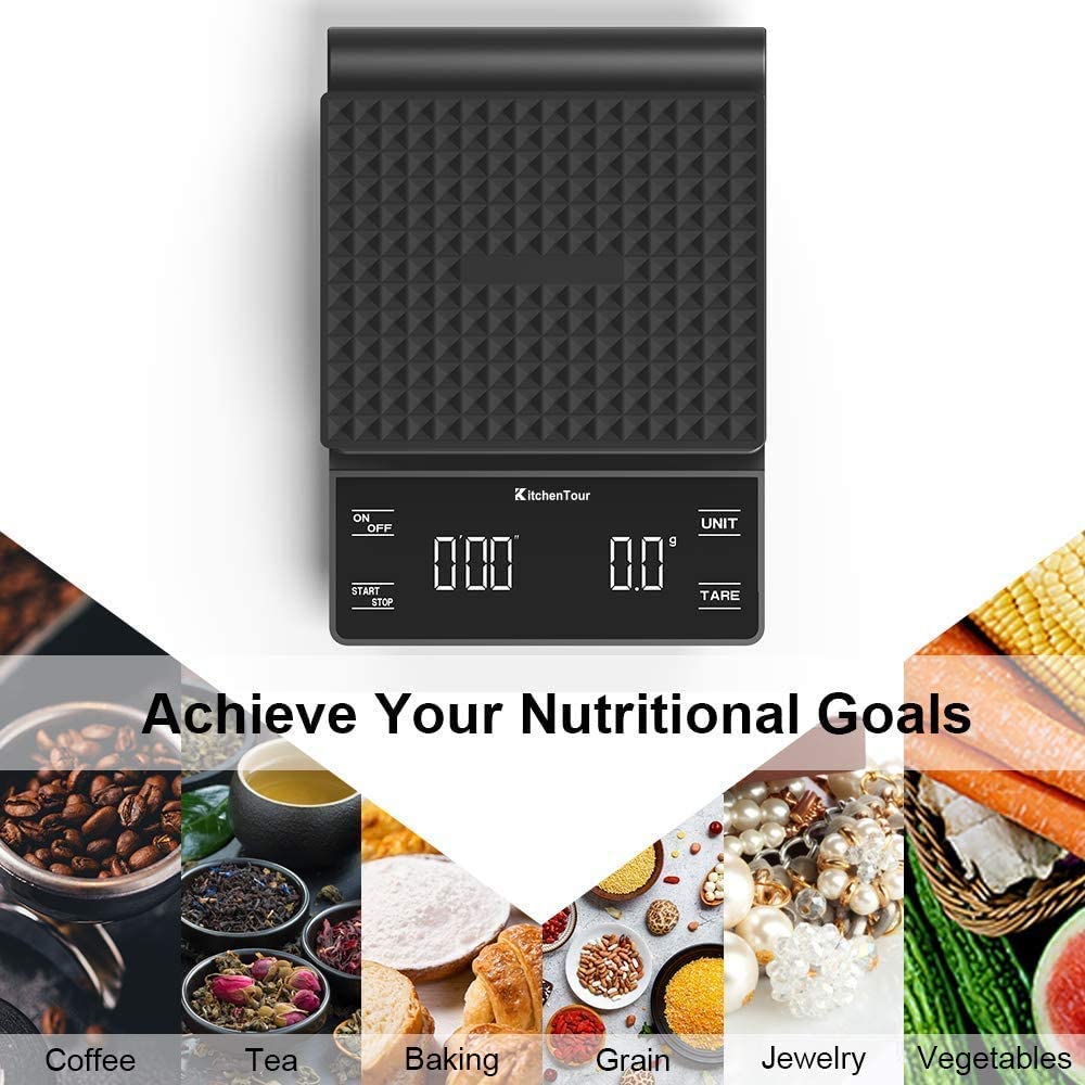 ALSODI Compatibel Met Slimme Koffieweegschaal Keukenvoedselweegschaal Digitale Elektronische Weegschaal Met Timer Precisieweegschaal Mini Weegschaal Voor Huishoudelijk Gebruik Color Mini Scale Size 3