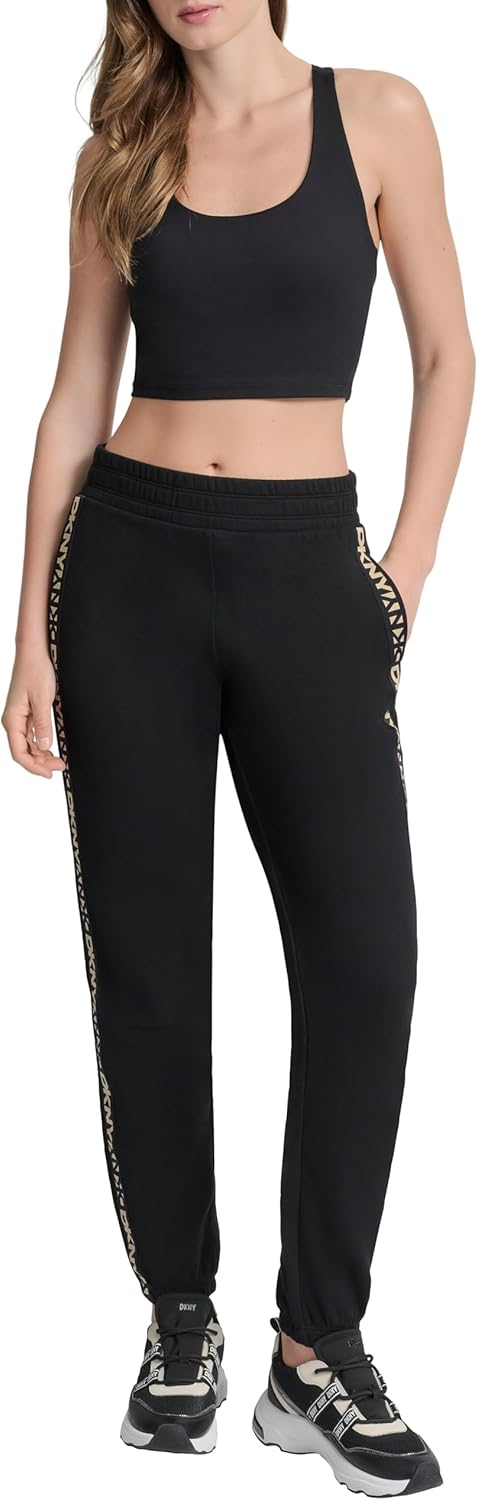 DKNY Womens Logo Tape Fleece Jogger Sweatpant - Image 2