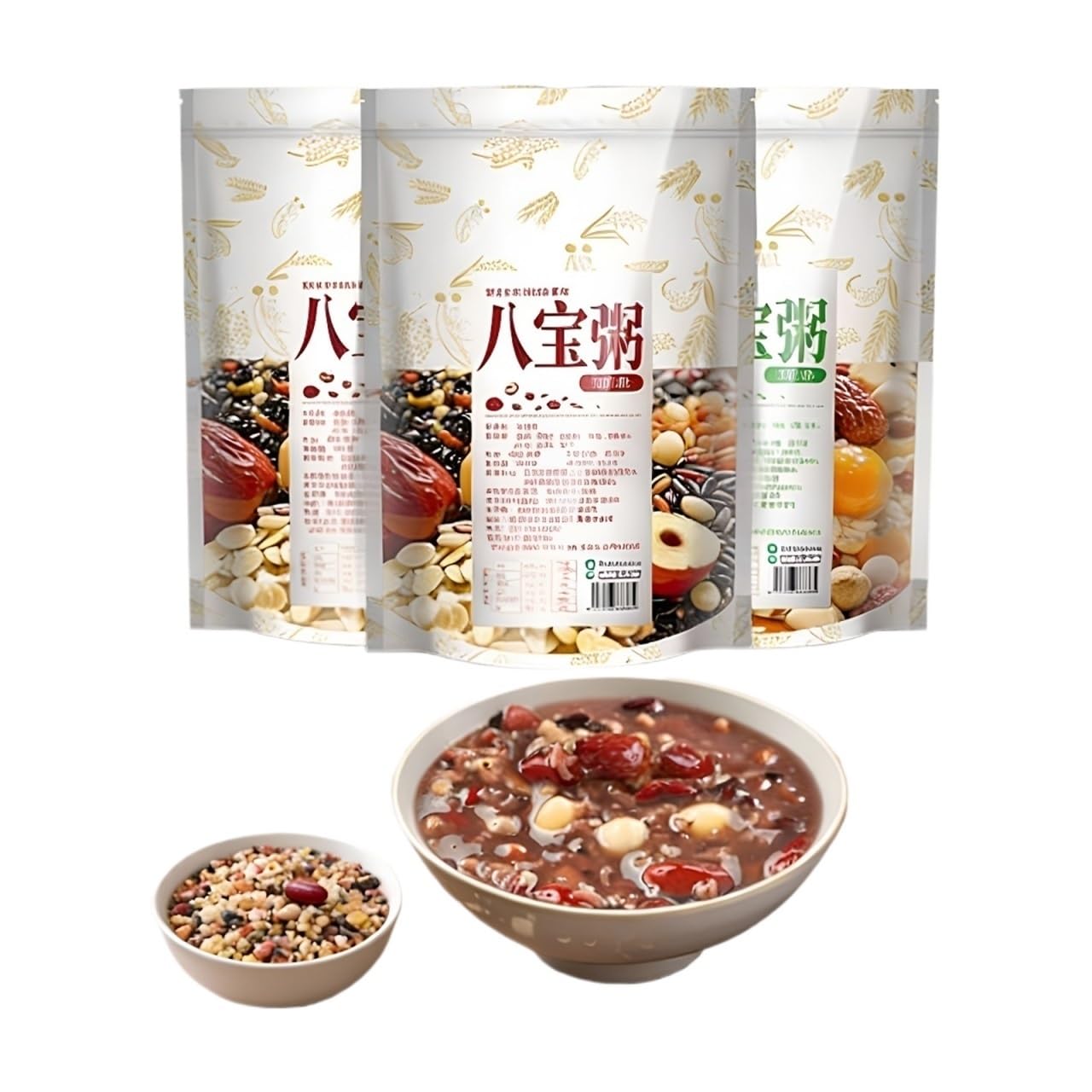 3 Bags 500g Eight Treasure Porridge Mix - Easy Cook Grains For Breakfast, Vacuum Sealed, Healthy Homemade Congee & Snack