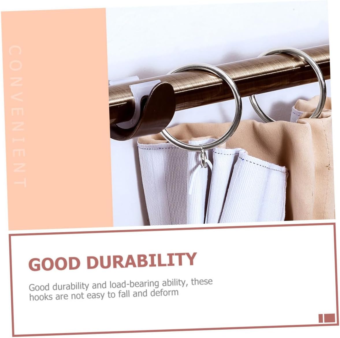 Amosfun 30pcs Stainless Steel Shower Curtain Hooks Rustproof Bathroom Window Curtain Rings