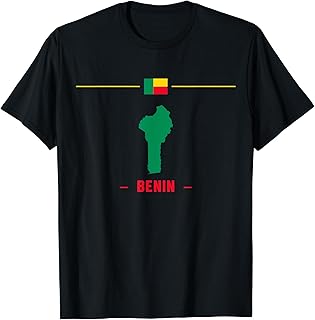 Map of Benin isolated with flag and name of the country T-Shirt