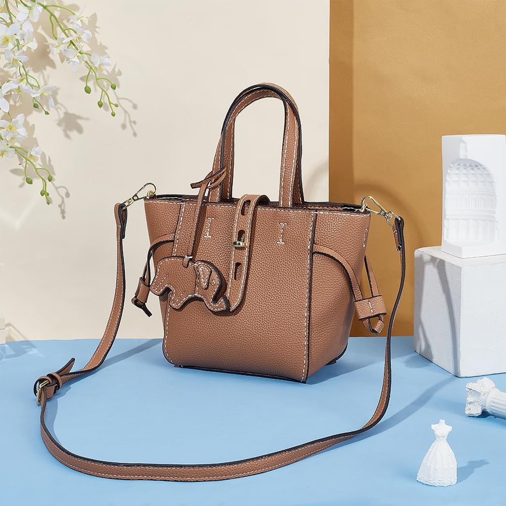 WADORN DIY Leather Tote Bag Making Kit - PU Leather Craft Sewing Handbag Making Sets - All Accessories for Gift, 10.2x4.7x7 in, Camel