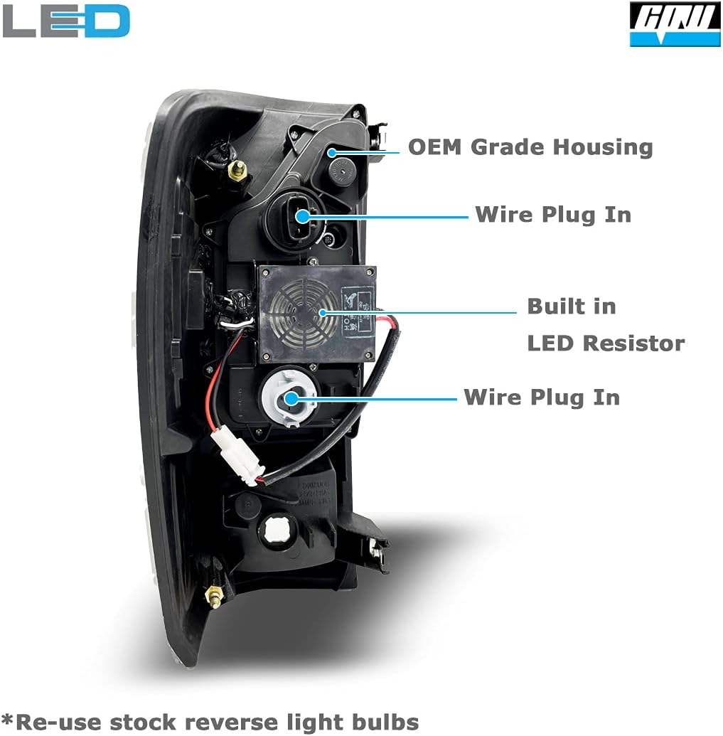 CPW Tail Lights Compatible with Toyota Tacoma 2016 2017 2018 2019 2020 2021 2022 2023 LED Tube Bar Tail lights (Black/Smoke Lens)