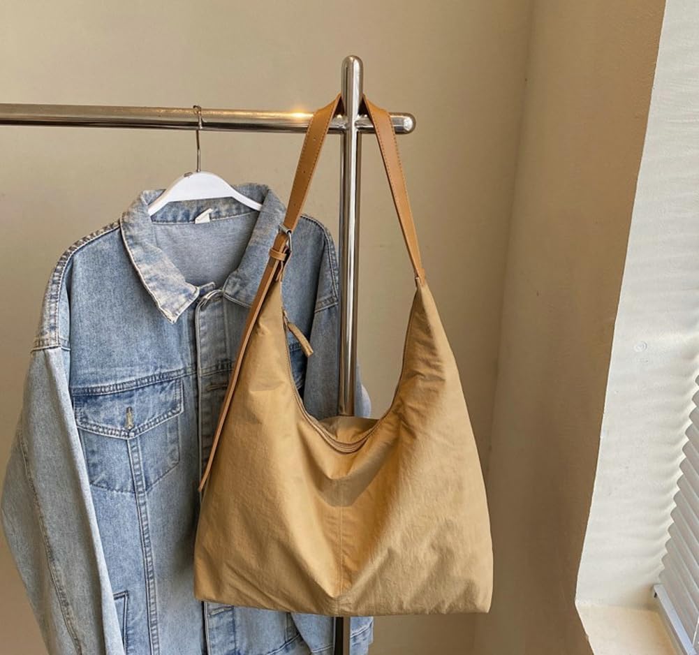 Slouchy Nylon Crescent Bag for Women Hobo Purse Lightweight Work College Bag Waterproof Shoulder Crossbody Bags 2025