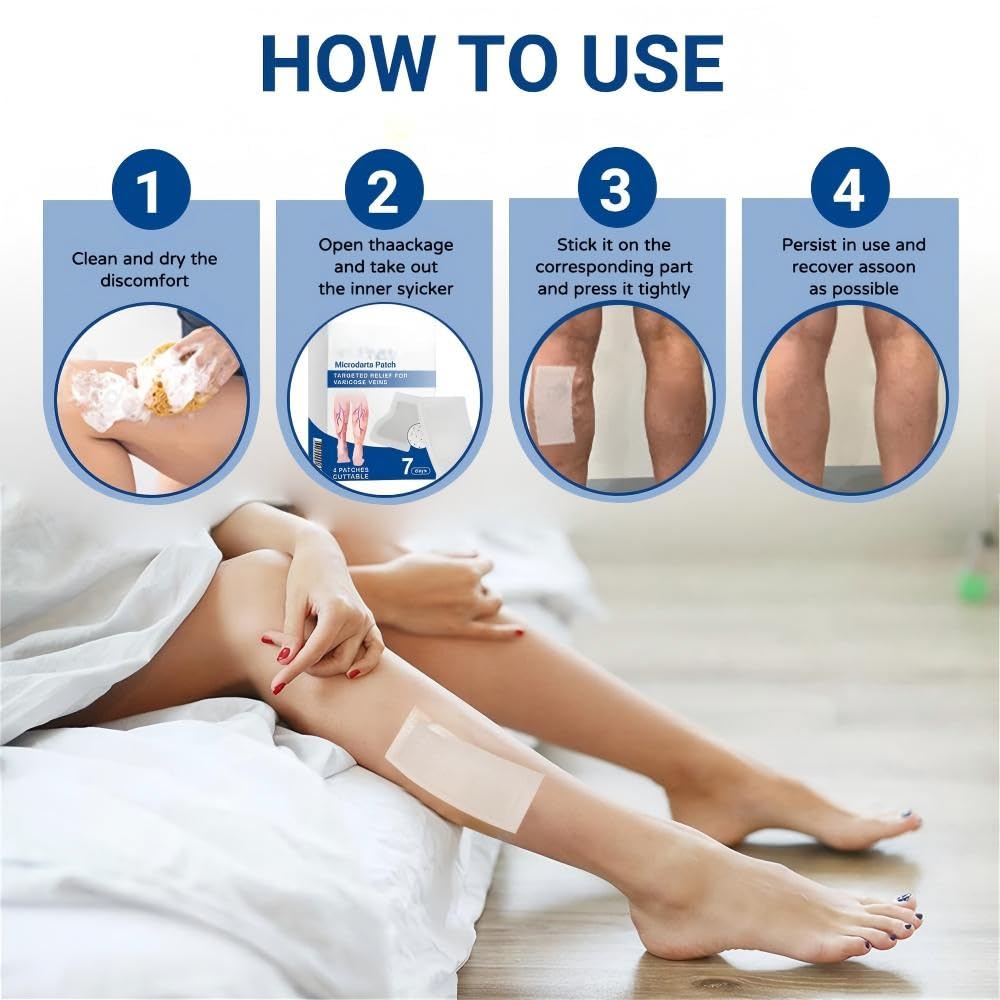 12 Stück Venöses Relaxans Mikronadeln pflaster, Venen Pflaster für die tägliche Hautpflege, Vein Target für Körperzonen, einfache Anwendung, geeignet für alle Hauttypen krampfadern pflasters - 4