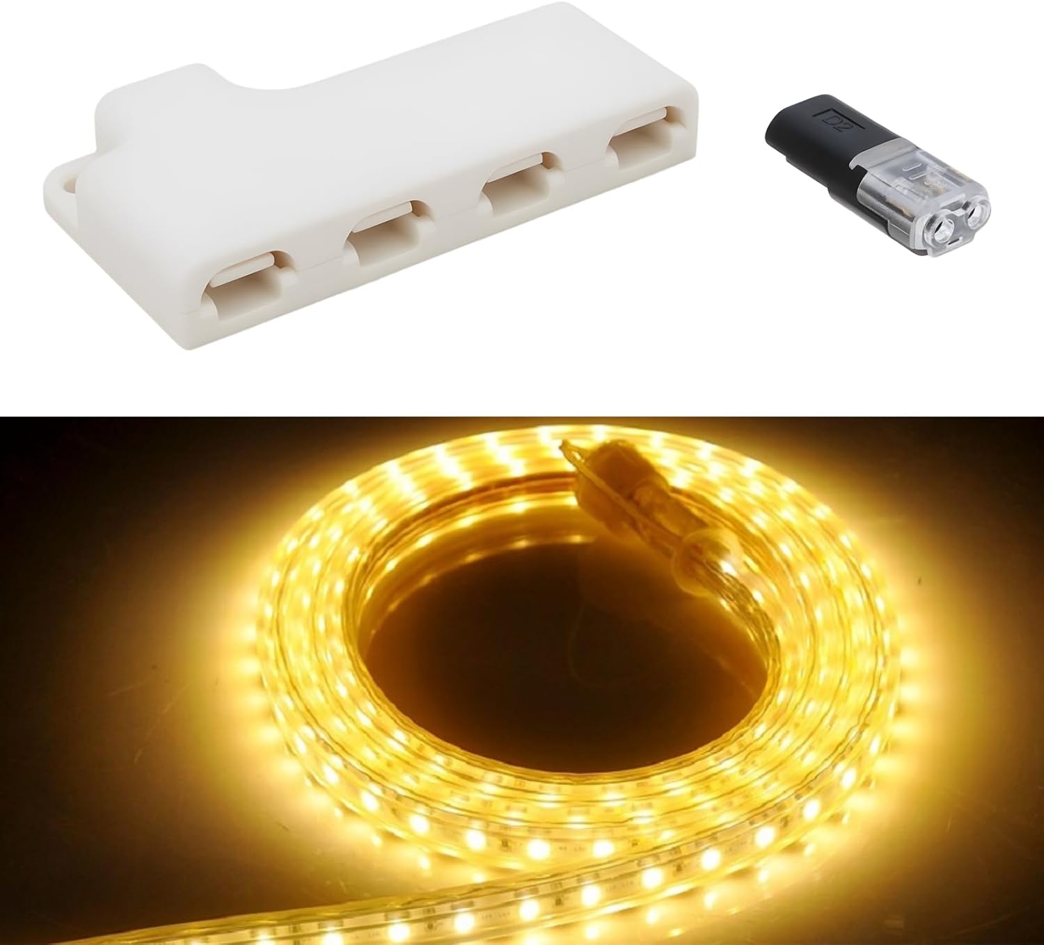 Create idea 2Pcs 1 Lead 4 Way Junction Box Cable Connector 5 Pluggable 2 Pin Power Distribution Connector for 12V LED Lighting Setups