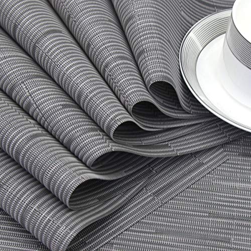 Bright Dream Wedge Placemats For Round Dining Table Woven Vinyl Non Slip Plastic Table Mats Set Of 4（Grey） #TOP2