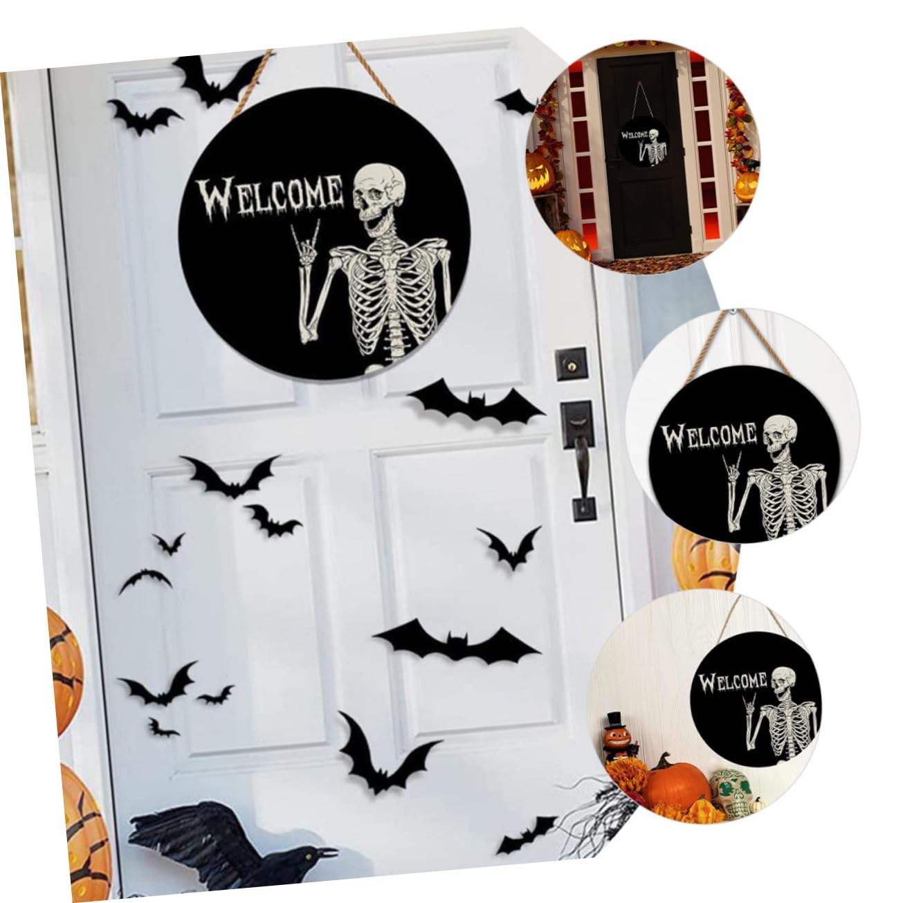 IMIKEYA Lot De 5 Pendentifs Décoratifs en Bois pour Porte Dentrée 30 5 X 35 6 Cm Décoration Festive pour Halloween
