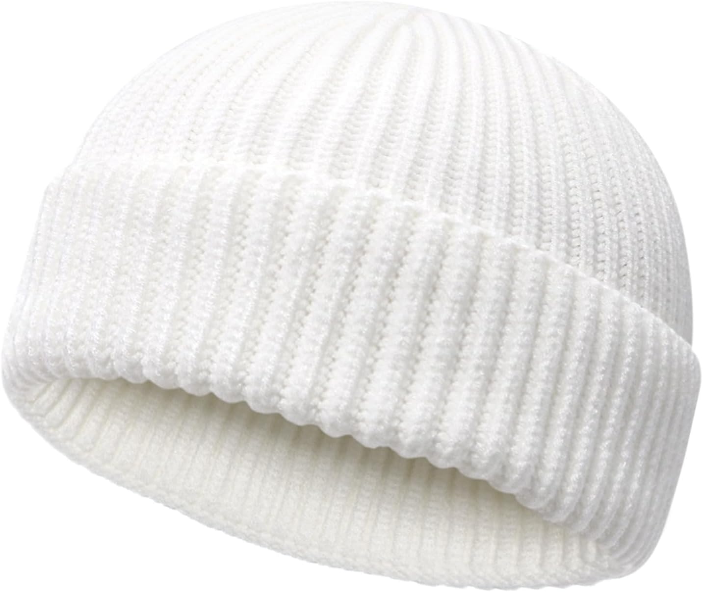 Wool Fisherman Beanies for Men Women Short Cuff Knit Beanie