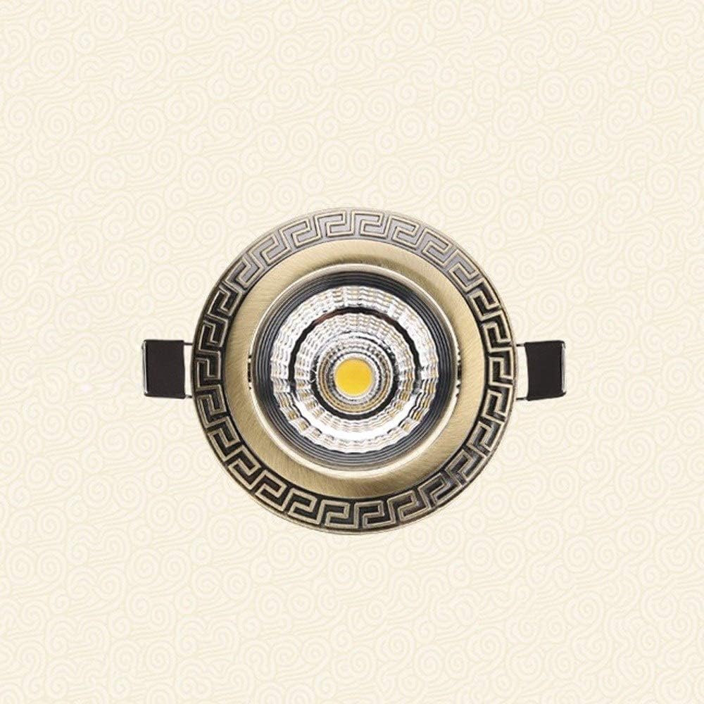 Spotlight，Retro Vintage Metal Fireproof Ceiling Light Led Embedded Lighting Fixture Commercial Home Recessed Spotlight Hotel Restaurant Spotlight Outdoor Lights/White Light/3W