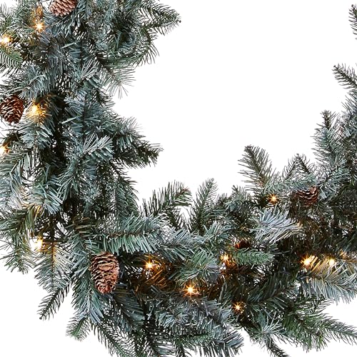 National Tree Company 9 ft Pre-Lit Arctic Spruce Artificial Christmas Garland, Christmas Decoration with Pinecones, 50 Clear Lights, 350 Tips, Green by National Tree Company - Image 2
