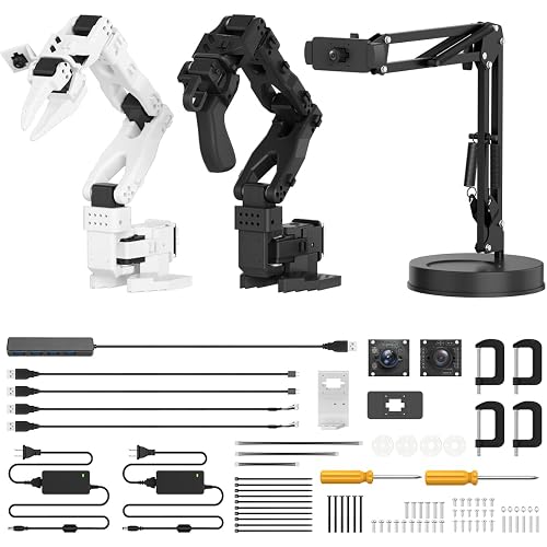 AI Robotic Arm Kit Hiwonder SO-ARM101 Embodied Imitation Learning Open Source 6-Axis Robot Arm 12 High-Torque Bus Servo Motors AI Vision Recognition (Advanced Kit, Included 3D Printed Part, Assembled)