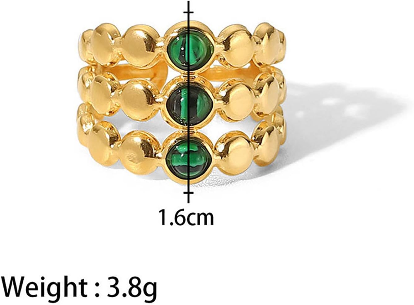 Bohemian Green Crystal Ring for Women 18K Stainless Steel Knuckle Ring Oval Hollow Stacking Ring Vintage Open Finger Ring Adjustable Ring Jewelry for Girls Gifts - Image 7