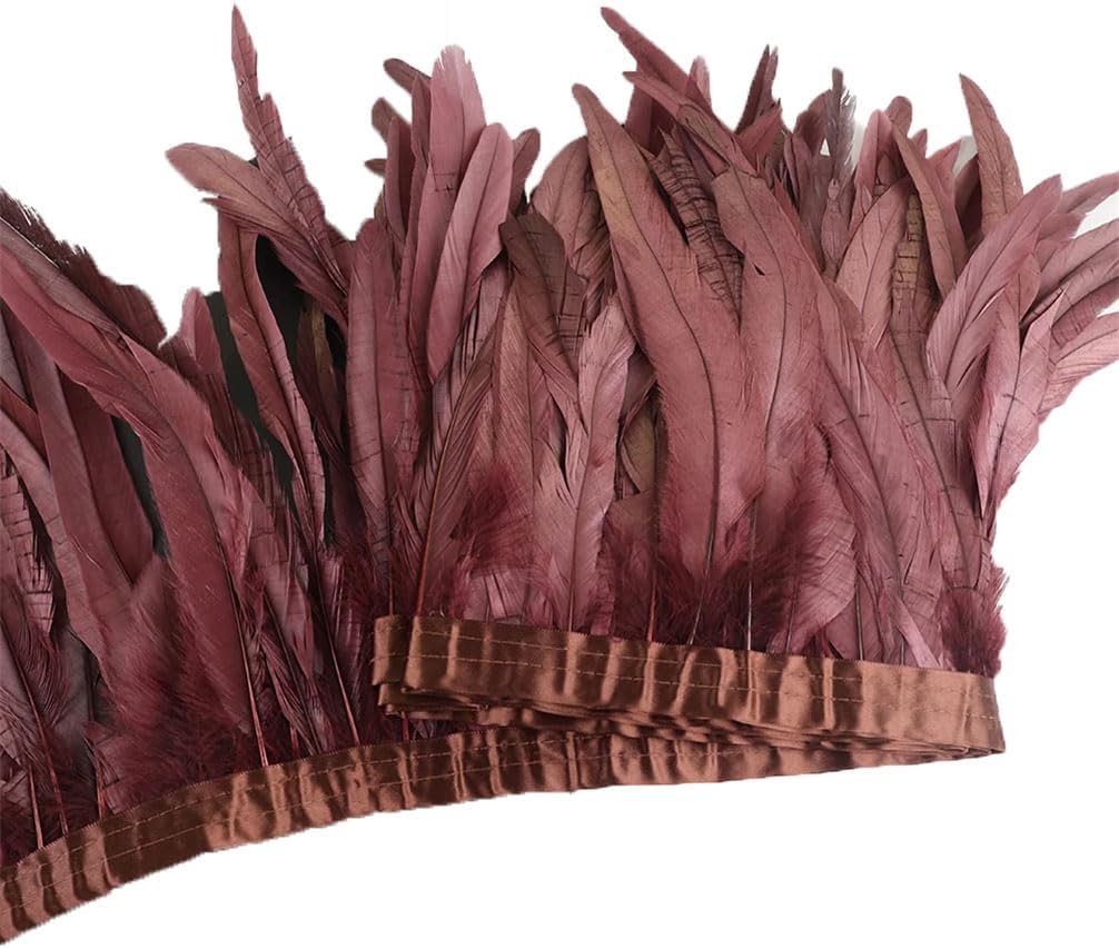 10 Meters Rooster Tail Feathers Trim 25-30 Cm Coque Feathers Trimming for Handiwork Crafts Dress Skirt Fuchsia 10 Meters