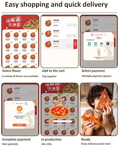 Forno de pizza, máquina de torta, misturador de massa, prensa de crosta, dispensador de cobertura, e